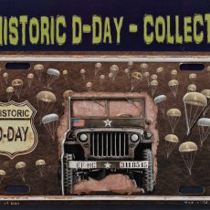 plaque métal vintage JEEP HISTORIC D-DAY 1944
