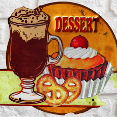 plaque métal vintage DESSERT