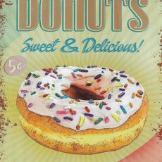Plaque métal vintage DONUTS ALWAYS FRESH