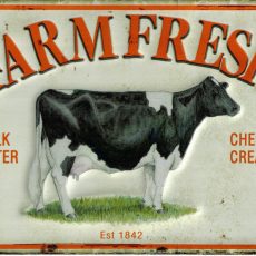 plaque métal vintage FARM FRESH CREAM CHEESE
