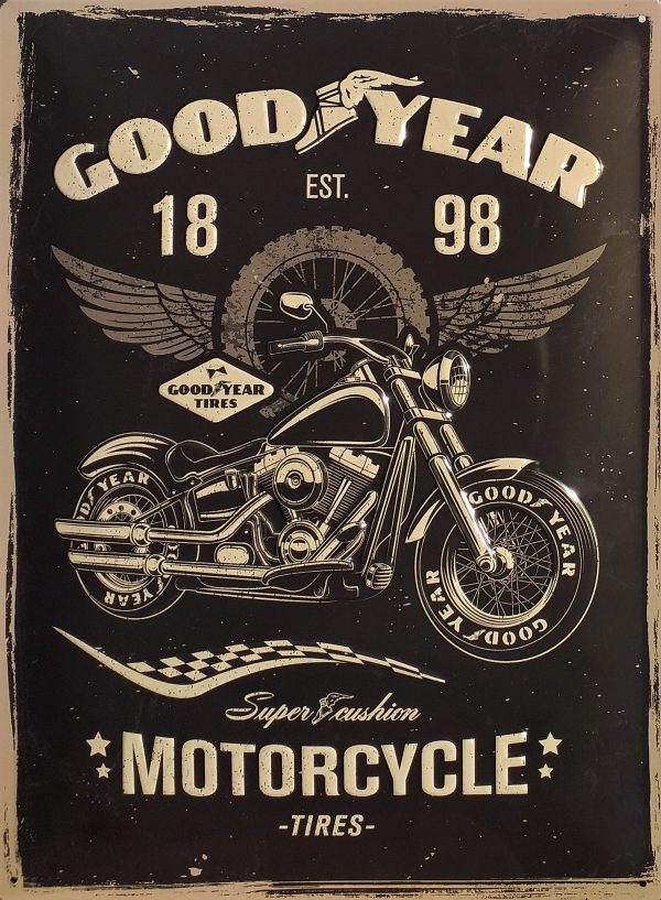 plaque métal vintage GOOD YEAR MOTORCYCLE