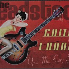 plaque métal vintage PIN UP GUITAR LOUNGE