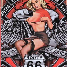 plaque métal vintage KNUCKLEHEAD ROUTE 66