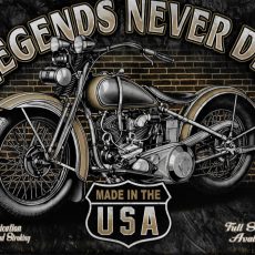 plaque métal vintage MOTO LEGENDS NEVER DIE