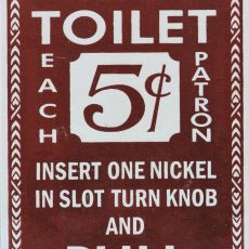 plaque métal vintage PAY TOILET