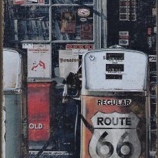 plaque métal vintage ROUTE 66 REGULAR pompe a essence station service