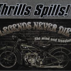 plaque métal vintage THRILLS SPILLS