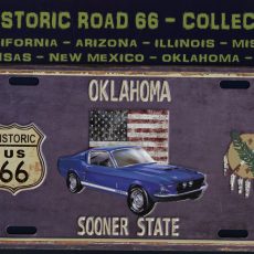 plaque métal vintage ROUTE 66 OKLAHOMA HISTORIC ROAD