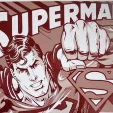 Plaque métal Américaine vintage SUPERMAN duo tone dc comics