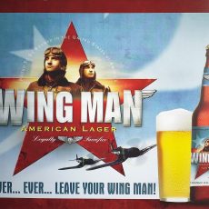 plaque métal vintage WING MAN AMERICAN LAGER