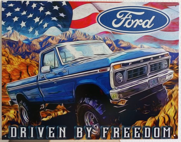 plaque métal vintage FORD PICK UP driven by freedom