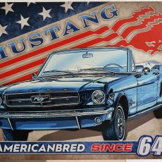 plaque métal vintage FORD MUSTANG AMERICAN BRED 64