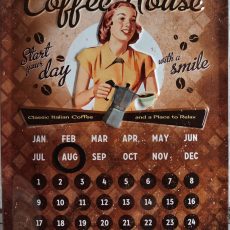 plaque métal vintage calendrier coffee house