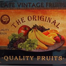 plaque métal vintage fruits