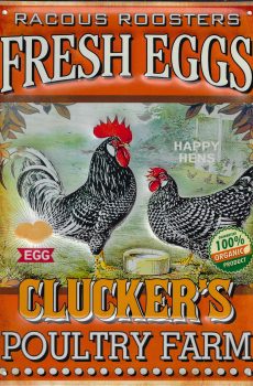 plaque clucker's poultry farm coq et poule