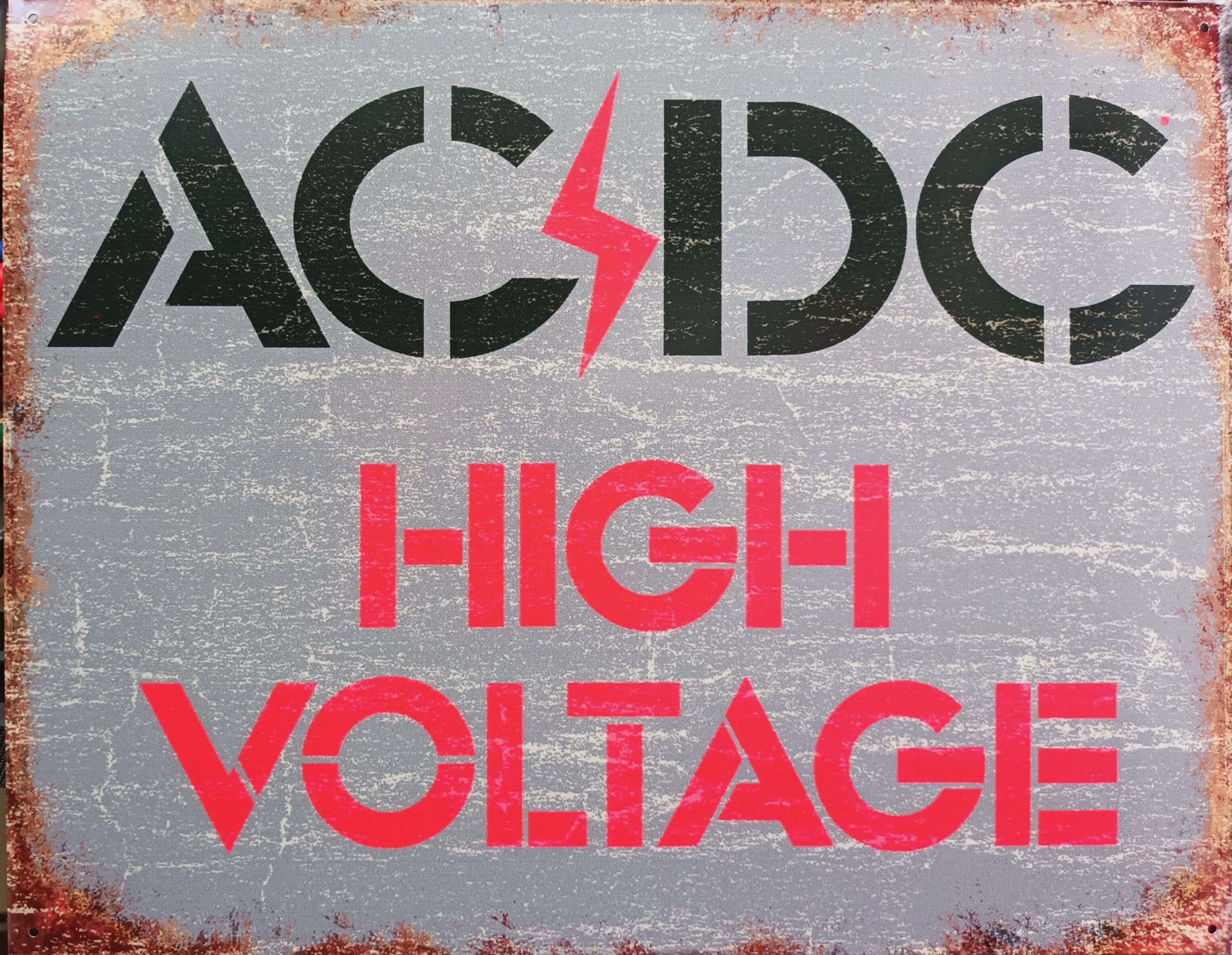 plaque métal vintage AC/DC high voltage