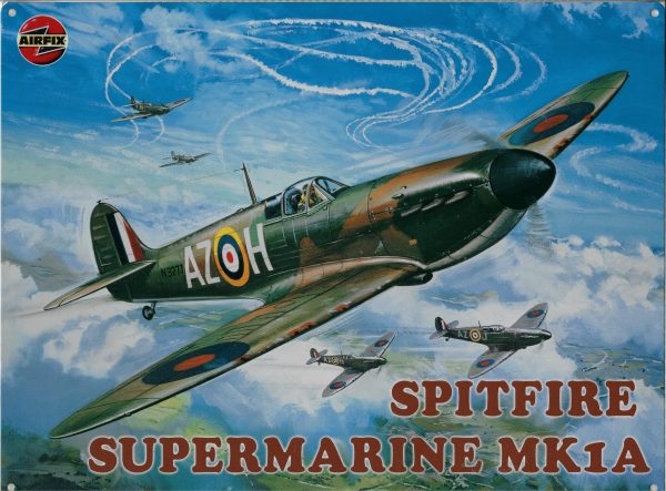 plaque en métal vintage avion spitfire supermarine mk1a
