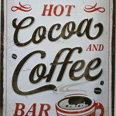 Plaque métal vintage HOT COCOA and COFFEE café & cacao chocolat