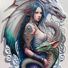 plaque metal femme et dragon tattoo